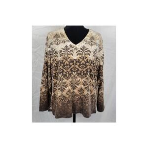 White Stag Brown & Cream Long Sleeve Shirt Women's XXL